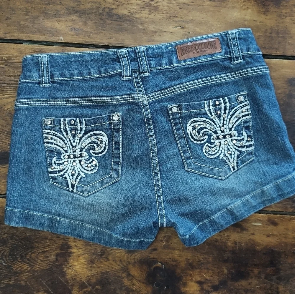 Embellished Free Culture Denim Blue Jean Shorts